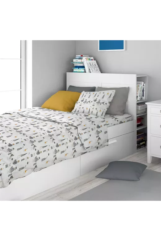 Σεντόνια Εμπριμέ Σετ 3 τεμ kids Seabirds 578 160X240 White-Grey 100% Cotton