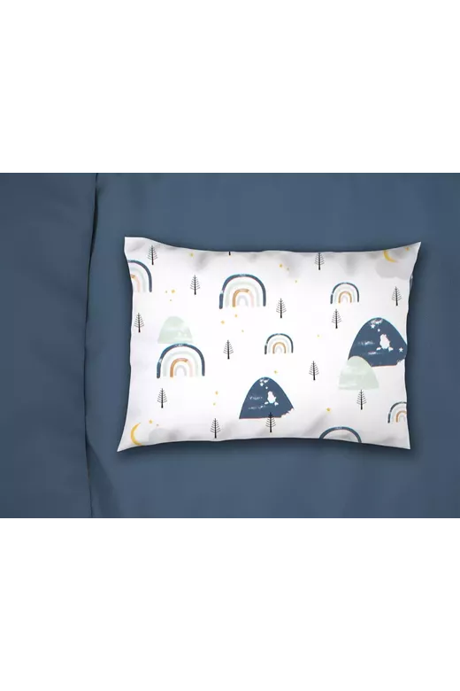 Μαξιλαροθήκη Εμπριμέ kids Rainbow 574 50X70 White-Blue 100% Cotton