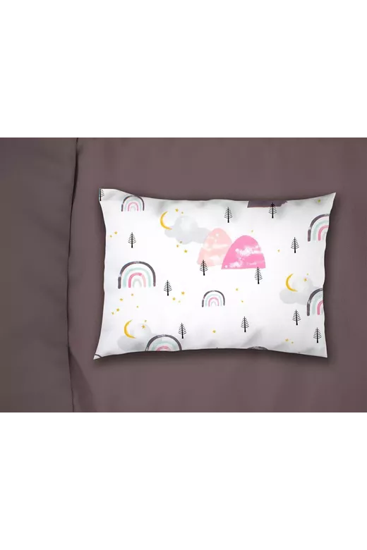 Μαξιλαροθήκη Εμπριμέ kids Rainbow 575 50X70 White-Pink 100% Cotton