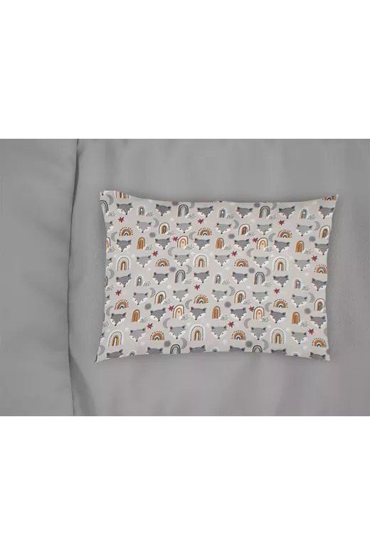 Μαξιλαροθήκη Εμπριμέ kids Fox 527 50X70 Grey 100% Cotton