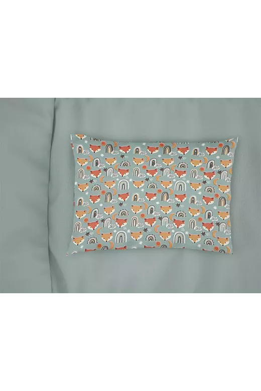 Μαξιλαροθήκη Εμπριμέ kids Fox 528 50X70 Pale Cyan 100% Cotton