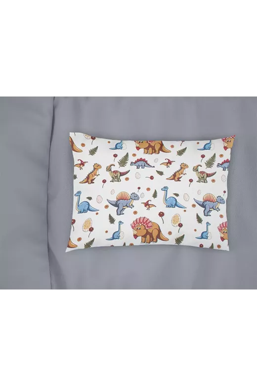 Μαξιλαροθήκη Εμπριμέ kids Dinosaur 519 50X70 White-Blue 100% Cotton