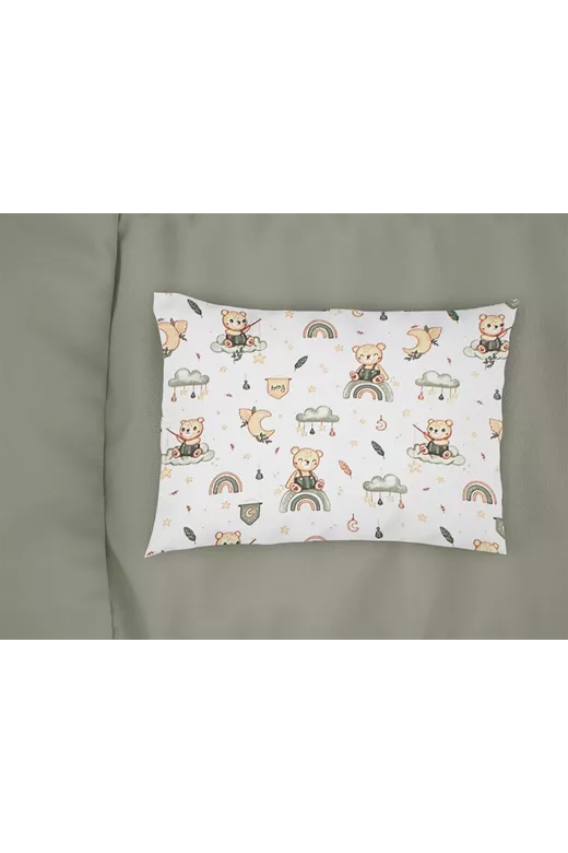 Μαξιλαροθήκη Εμπριμέ kids Cloudy Bear 581 50X70 White-Olive 100% Cotton