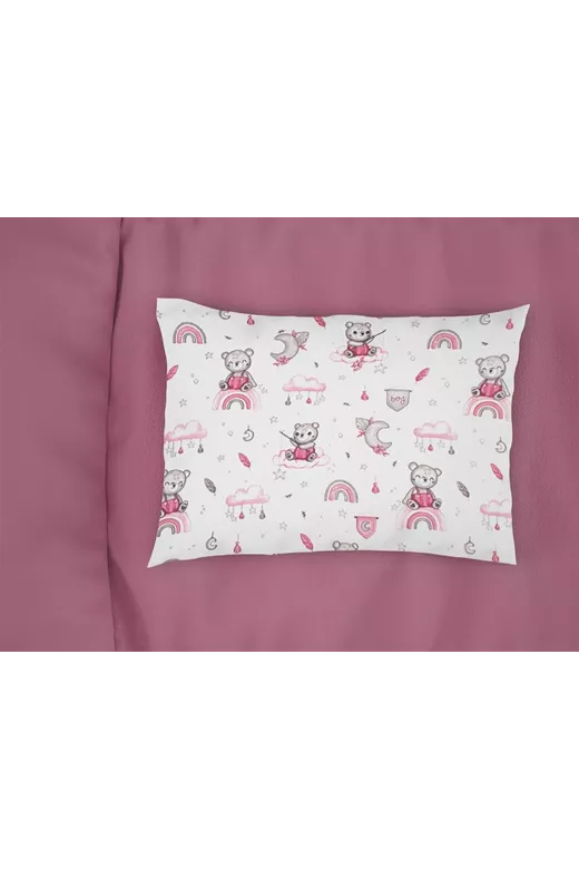 Μαξιλαροθήκη Εμπριμέ kids Cloudy Bear 582 50X70 White-Pink 100% Cotton