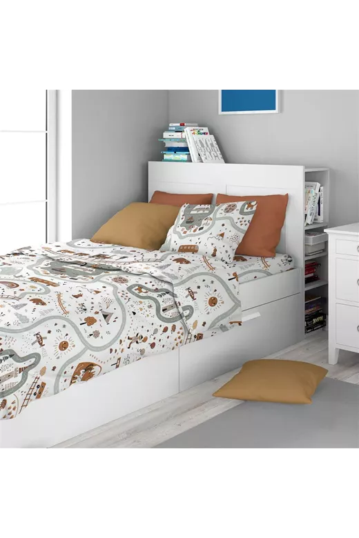 Σεντόνια Εμπριμέ Σετ 3 τεμ kids Countryside 580 160X240 White-Mint 100% Cotton