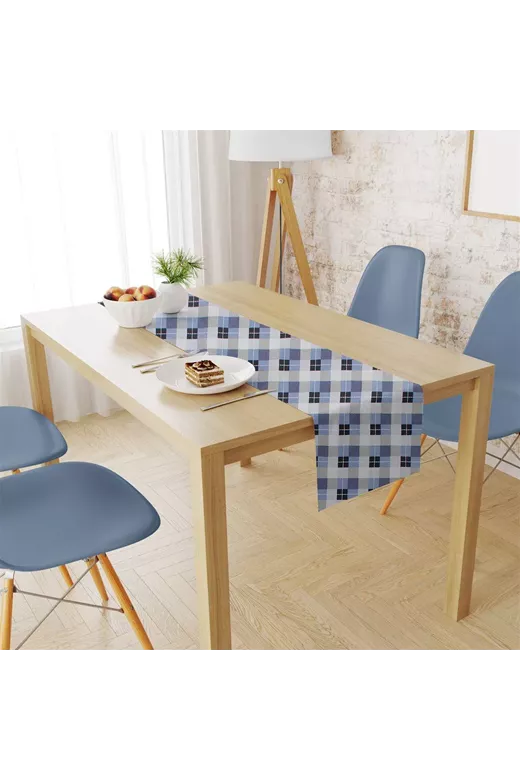 Τραβέρσα Αλέκιαστη Checkered 468 40X180 Blue 70/30 Cott/Pol
