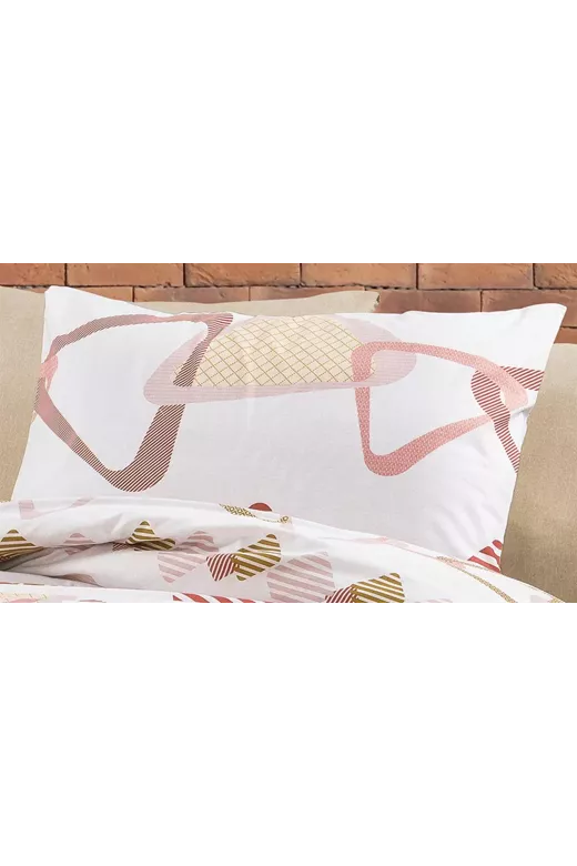 Μαξιλαροθήκη Εμπριμέ Δαρεία 490 50X70 White-Beige 70/30 Cott/Pol