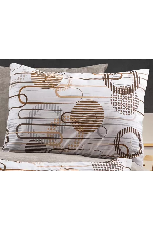 Μαξιλαροθήκη Εμπριμέ Διώνη 600 50X70 White-Mocha 70/30 Cott/Pol