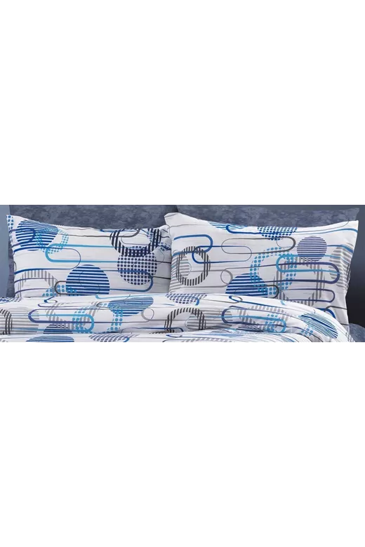 Μαξιλαροθήκη Εμπριμέ Διώνη 602 50X70 White-Blue 70/30 Cott/Pol
