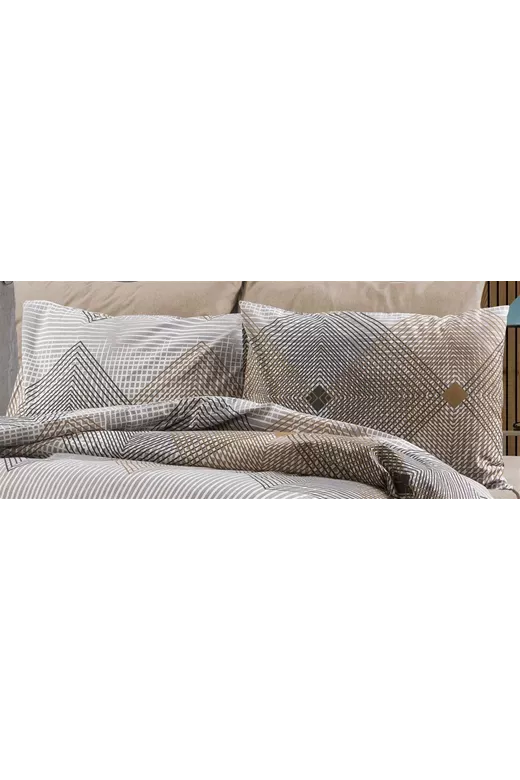 Μαξιλαροθήκη Εμπριμέ Καλλιρόη 603 50X70 Grey-Mocha 70/30 Cott/Pol