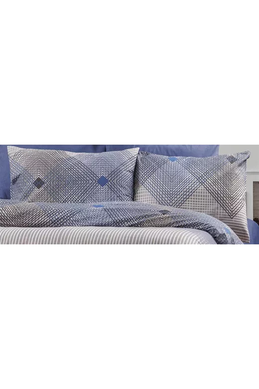 Μαξιλαροθήκη Εμπριμέ Καλλιρόη 604 50X70 Grey-Blue 70/30 Cott/Pol