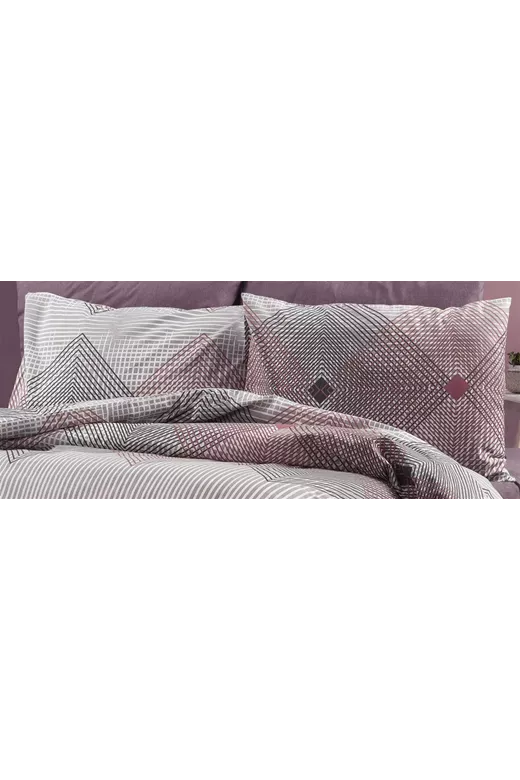 Μαξιλαροθήκη Εμπριμέ Καλλιρόη 606 50X70 Grey-Burgundy 70/30 Cott/Pol