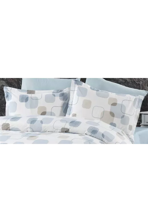 Μαξιλαροθήκη Εμπριμέ Μελίνα 707 50X70 White-Light Blue 100% Cotton