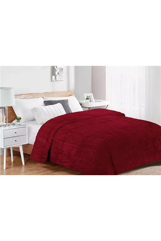 Κουβέρτα Coral Fleece Jacquard Brick 04 220X240 Bordeaux 100% Polyester