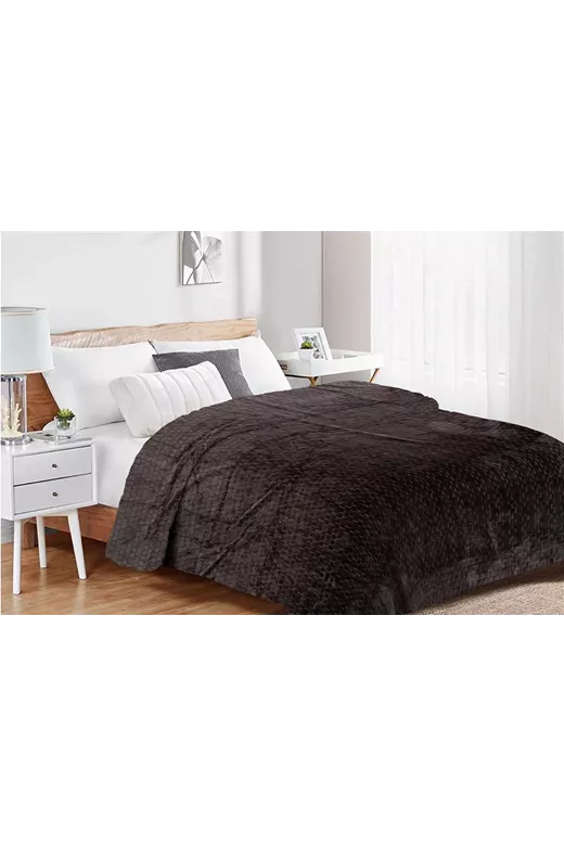 Κουβέρτα Coral Fleece Jacquard Brick 08 220X240 Grey-Black 100% Polyester