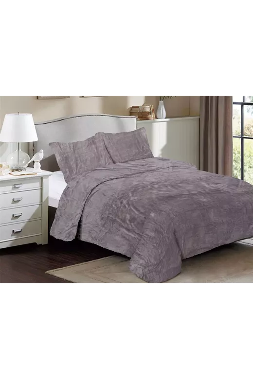 Κουβέρτα Coral Fleece Solid 06 160X220 Grey 100% Polyester