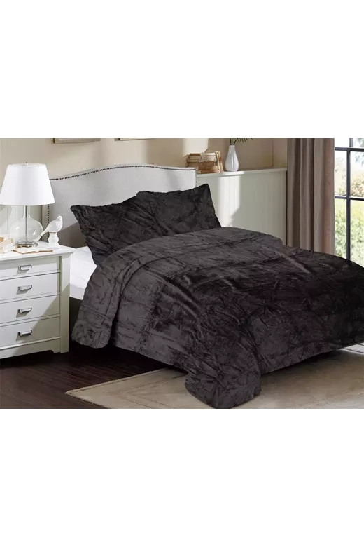 Κουβέρτα Coral Fleece Solid 08 220X240 Grey-Black 100% Polyester