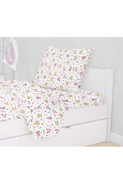 Μαξιλαροθήκη Εμπριμέ kids Elephant 072 50X70 White-Pink 100% Cotton Flannel