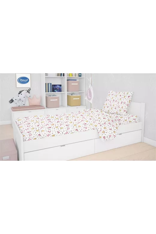 Παπλωματοθήκη Εμπριμέ kids Elephant 072 160X240 White-Pink 100% Cotton Flannel