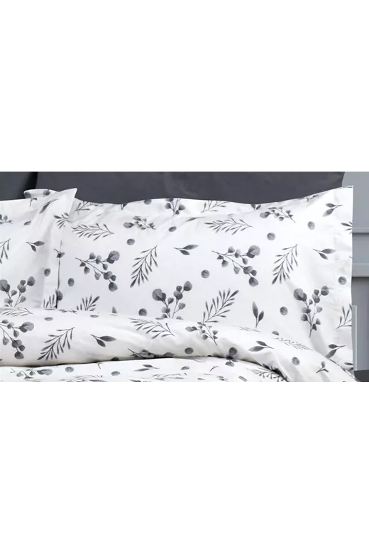 Μαξιλαροθήκη Εμπριμέ Μυρτώ 350 50X70 Grey 100% Cotton Flannel