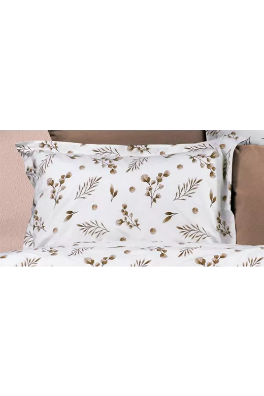 Μαξιλαροθήκη Εμπριμέ Μυρτώ 352 50X70 Beige 100% Cotton Flannel