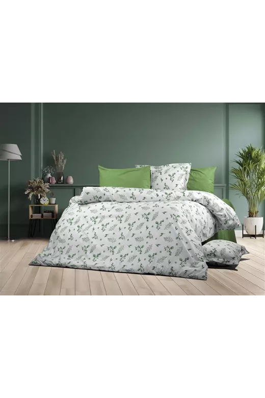 Παπλωματοθήκη Εμπριμέ Μυρτώ 351 160X240 Green 100% Cotton Flannel
