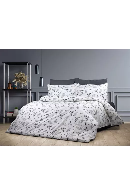 Σεντόνια Εμπριμέ Σετ 3 τεμ Μυρτώ 350 220X240 Grey 100% Cotton Flannel