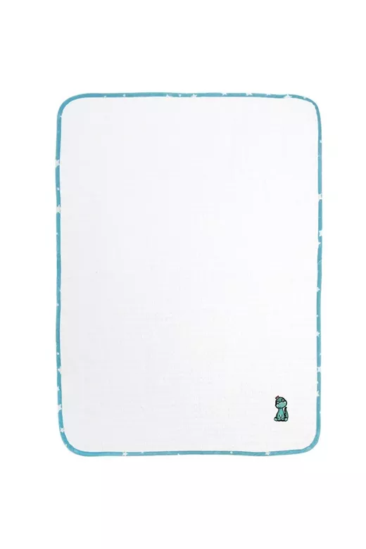 Κουβέρτα Πικέ Με Κέντημα bebe Dinosaur 180 80X110 White-Sky Blue 100% Cotton
