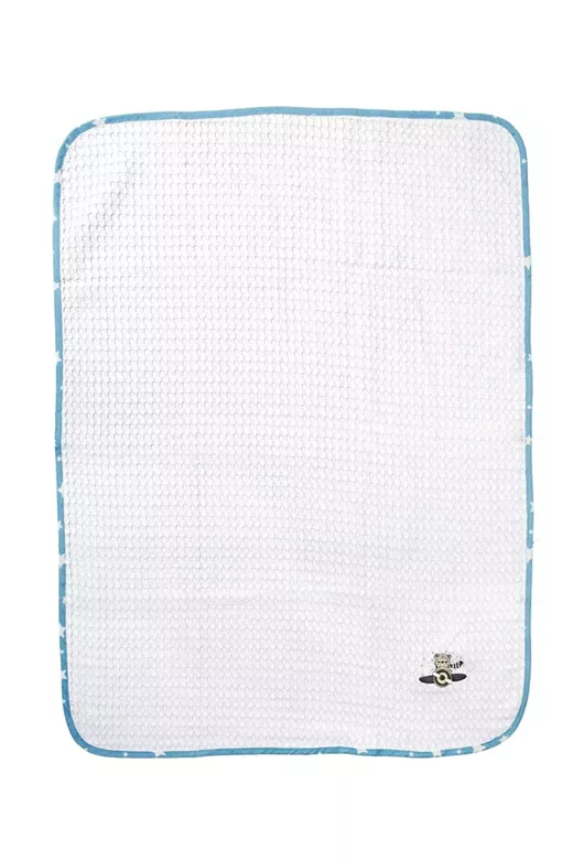 Κουβέρτα Πικέ Με Κέντημα bebe Aviator 184 80X110 White-Sky Blue 100% Cotton