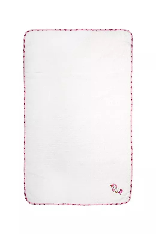 Κουβέρτα Πικέ Με Κέντημα bebe Unicorn 188 80X110 White-Pink 100% Cotton
