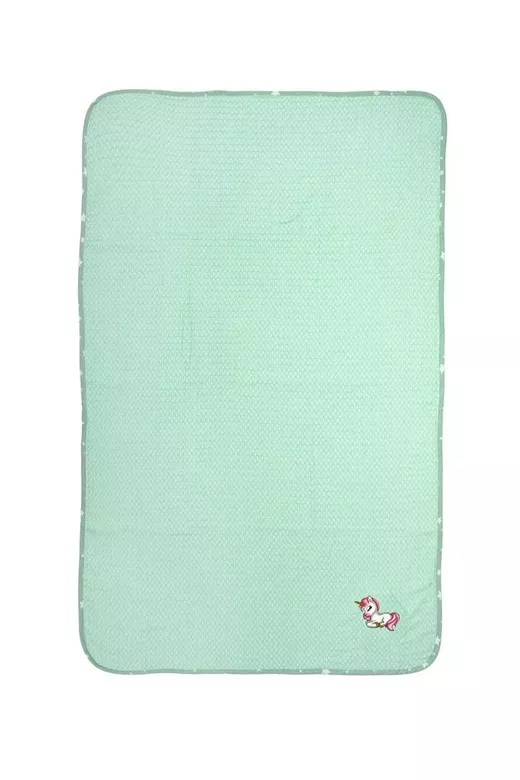 Κουβέρτα Πικέ Με Κέντημα bebe Unicorn 190 80X110 Mint 100% Cotton