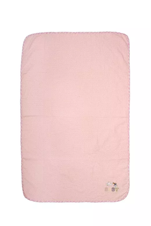 Κουβέρτα Πικέ Με Κέντημα bebe Stork 192 80X110 Pink 100% Cotton