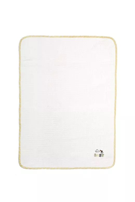 Κουβέρτα Πικέ Με Κέντημα bebe Stork 193 80X110 White-Yellow 100% Cotton