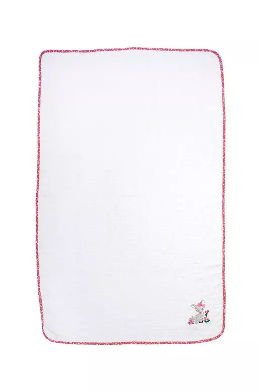 Κουβέρτα Πικέ Με Κέντημα bebe Deer 197 100X160 White-Pink 100% Cotton