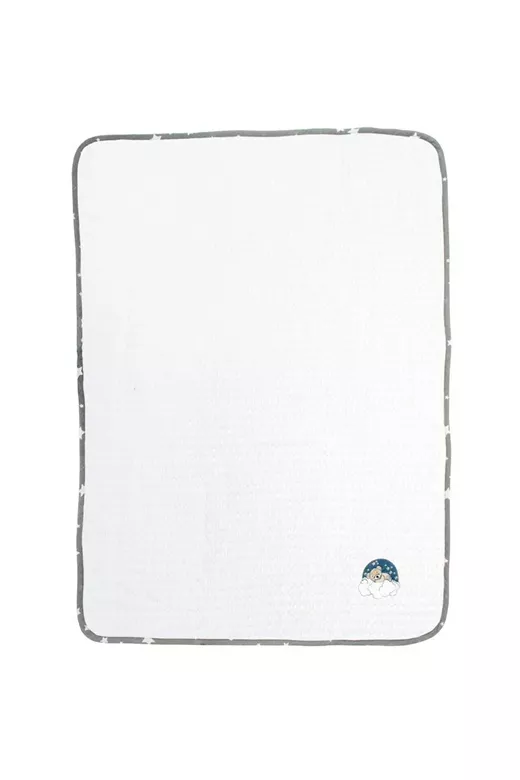 Κουβέρτα Πικέ Με Κέντημα bebe Cloudy Bear 176 80X110 White-Grey 100% Cotton