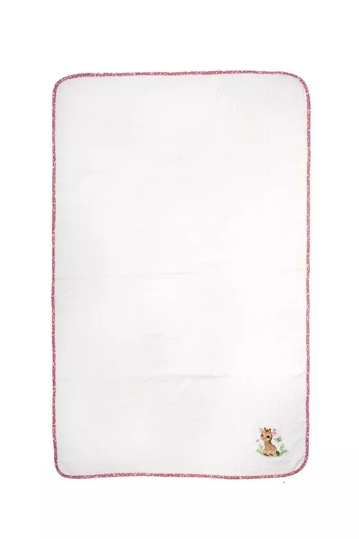 Κουβέρτα Πικέ Με Κέντημα bebe Giraffe 172 100X160 White-Pink 100% Cotton