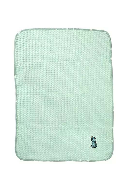 Κουβέρτα Πικέ Με Κέντημα bebe Dinosaur 182 100X160 Mint 100% Cotton