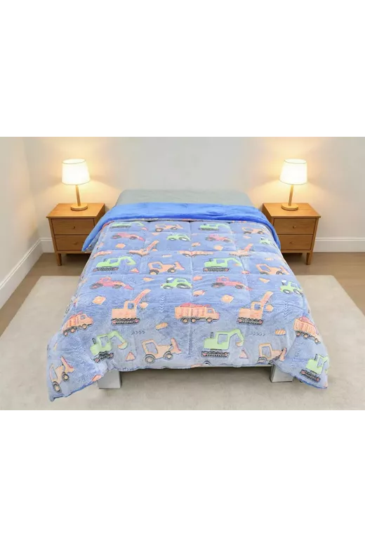 Κουβερτοπάπλωμα φωσφορίζον Bulldozer 175x225 Blue 100% Polyester