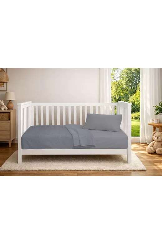 Κουβέρτα Πικέ bebe Μονόχρωμη 325 gr/m² 125x150 Grey 100% Cotton