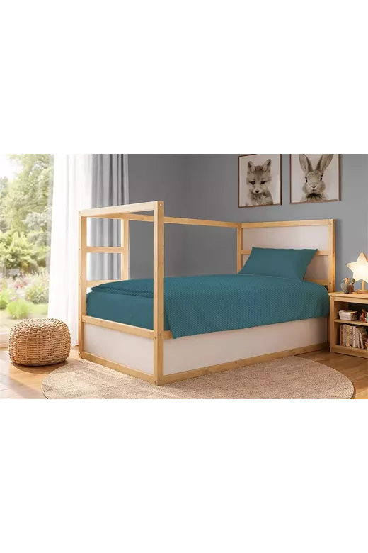 Κουβέρτα Πικέ Μονόχρωμη 325 gr/m² 165x270 Petrol 100% Cotton