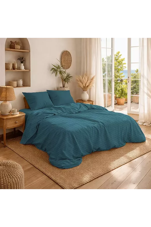 Κουβέρτα Πικέ Μονόχρωμη 325 gr/m² 255x270 Petrol 100% Cotton