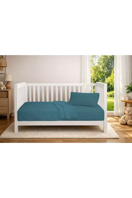 Κουβέρτα Πικέ bebe Μονόχρωμη 325 gr/m² 125x150 Petrol 100% Cotton