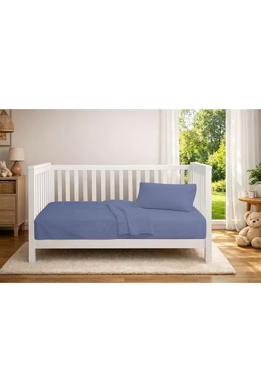Κουβέρτα Πικέ bebe Μονόχρωμη 325 gr/m² 125x150 Classic Blue 100% Cotton