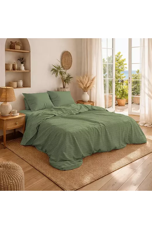 Κουβέρτα Πικέ Μονόχρωμη 325 gr/m² 255x270 Olive 100% Cotton