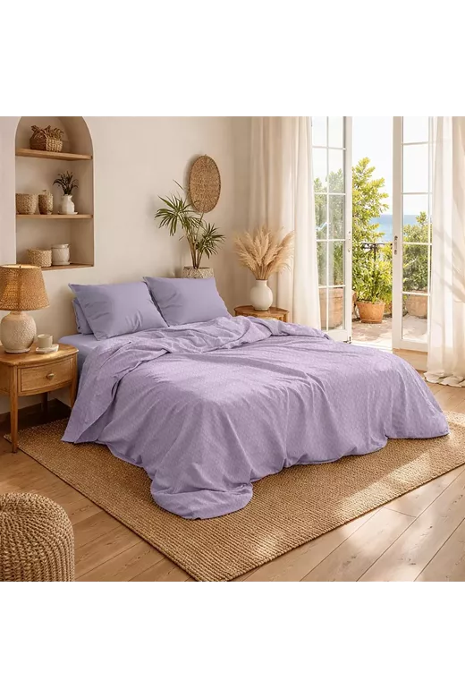 Κουβέρτα Πικέ Μονόχρωμη 325 gr/m² 255x270 Pastel Lilac 100% Cotton