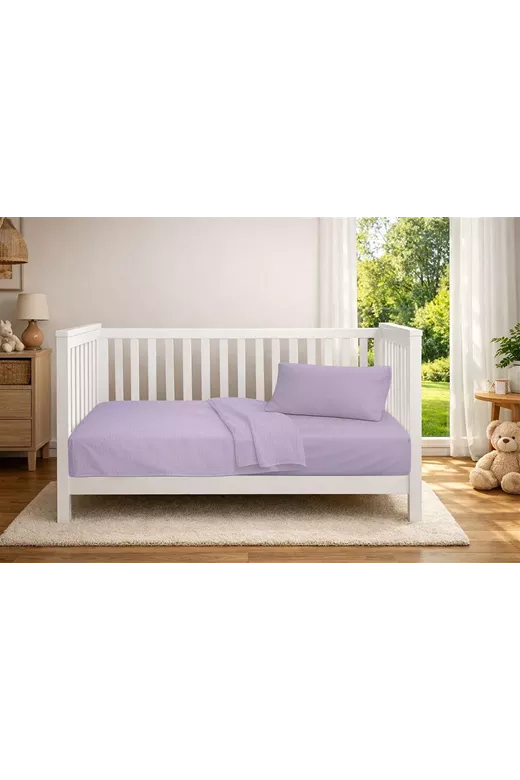 Κουβέρτα Πικέ bebe Μονόχρωμη 325 gr/m² 125x150 Pastel Lilac 100% Cotton