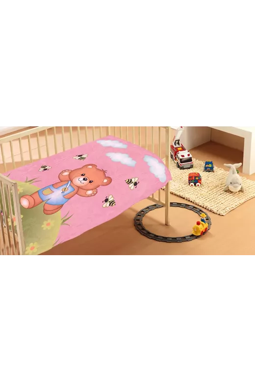 ΚΟΥΒΕΡΤΑ bebe Teddy Bear 02 110Χ140 Pink Βελουτέ polyester