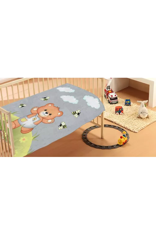 ΚΟΥΒΕΡΤΑ bebe Teddy Bear 03 110Χ140 Grey Βελουτέ polyester