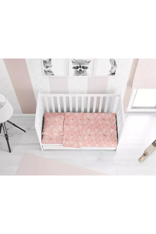 ΠΑΠΛΩΜΑΤΟΘΗΚΗ ΕΜΠΡΙΜΕ bebe Smile 82 120Χ160 Coral Cotton 100%