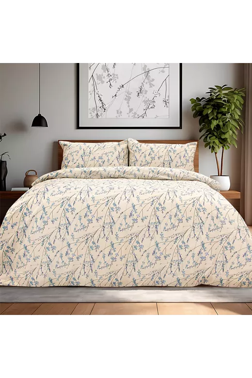 LINO Σετ Παπλωματοθήκη Υπέρδιπλη (225x245) Amandes Μπλε
